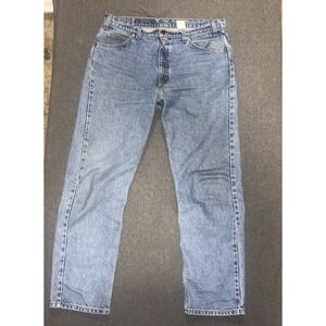 Vintage Levis 505 Jeans Orange Tab Mens 36x32 Distressed Made in USA Light Wash